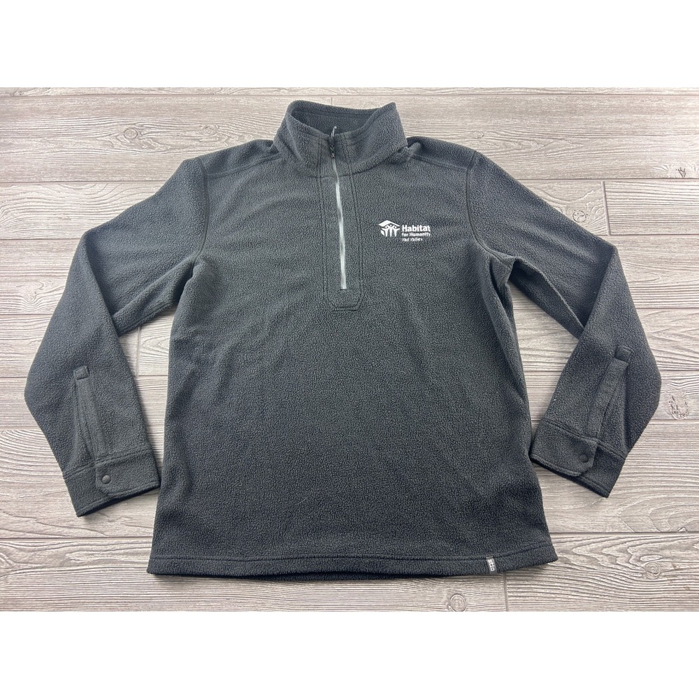 Stio Mens Quarter Zip Fleece Pullover Habitat for Humanity Gray Large